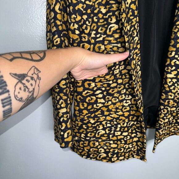 Who What Wear Animal Print Oversized Blazer NEW Black & Yellow/Gold Size Medium - Picture 5 of 8